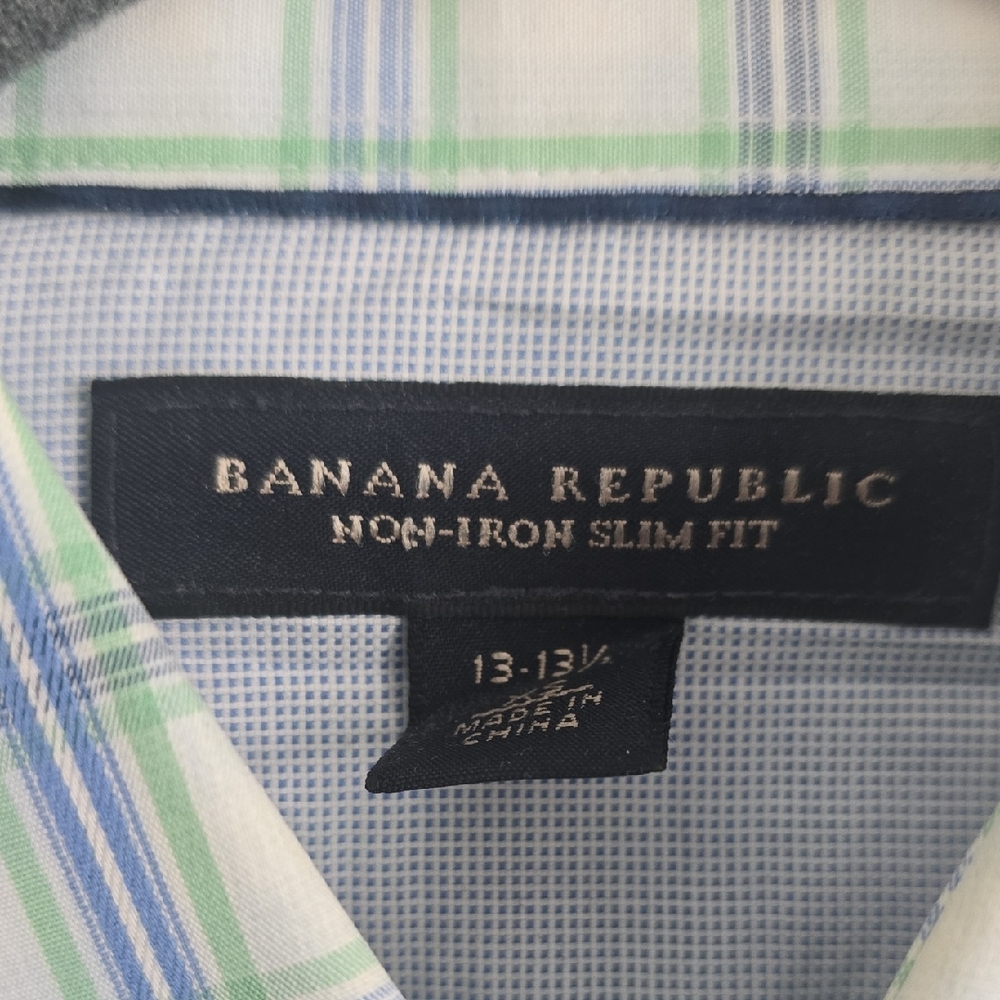 Banana Republic Men's Light Blue Plaid Shirt - Picture 2 of 3